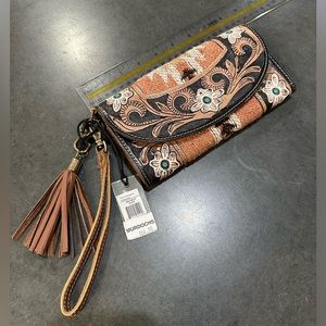 Myra Bag leather engraved western blanket print wallet chic cowgirl tassel boho